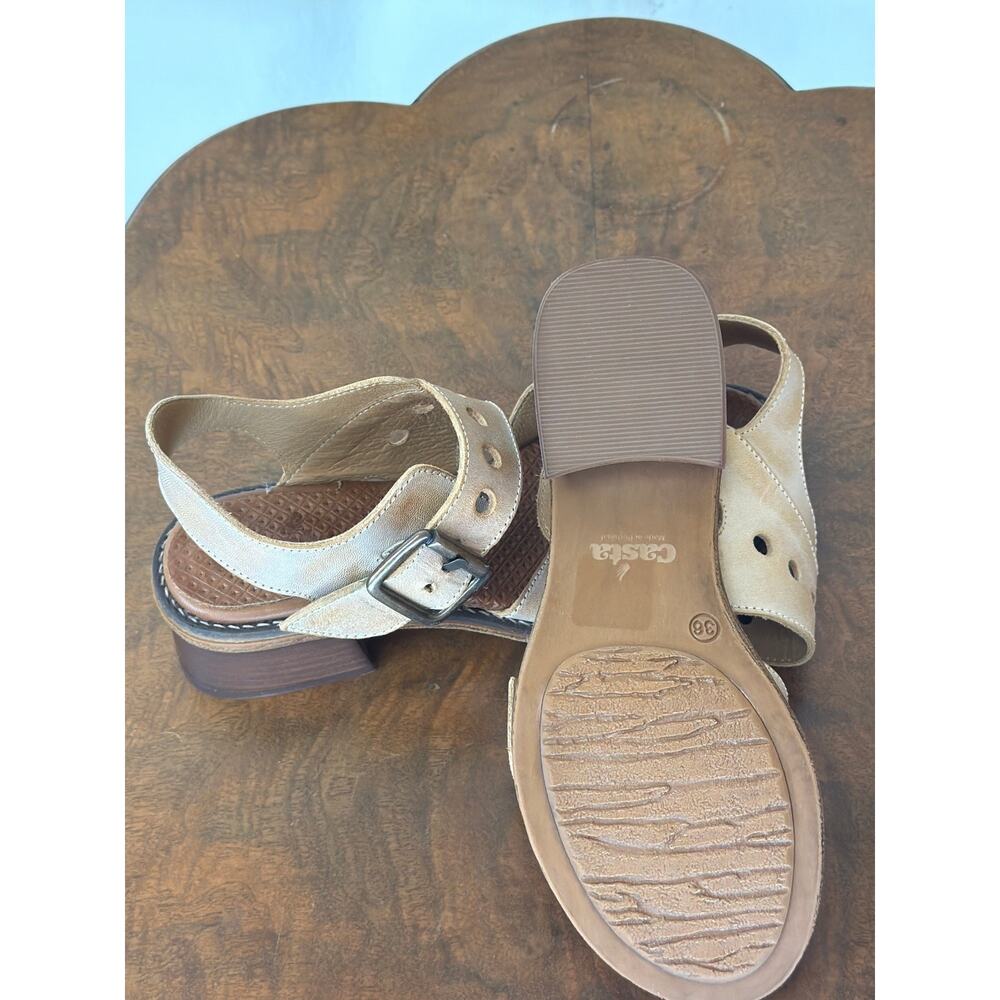 NIB Casta Taupe / Pistachio Leather Strappy Sandal PORTUGAL #0592 SZ 40 - Picture 5 of 6